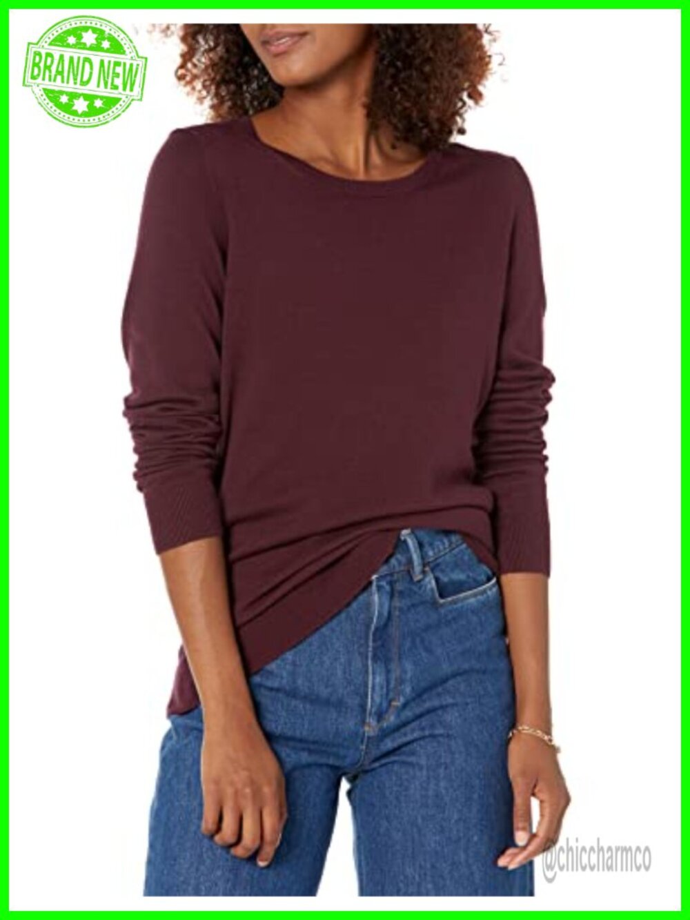 Women's Lightweight Cotton Blend Crewneck Long Sleeve Pullover Sweater